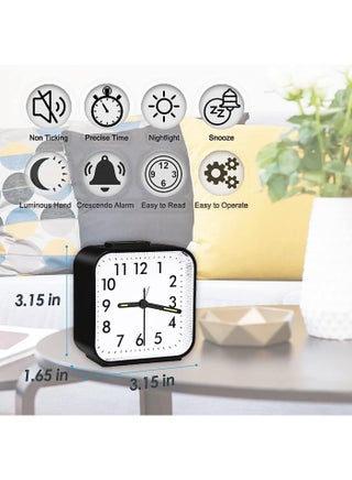Silent Alarm Clocks Bedside, Battery Powered Non ticking Bedside Clock, with Luminous Pointer, Large Display Snooze, for Heavy Sleepers, Kids, Travel, Bedroom, Office, Easy to Read - view 3